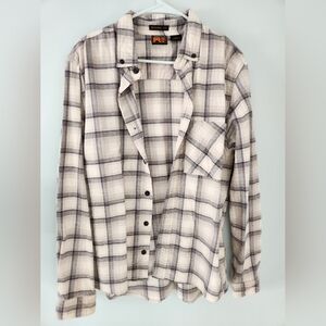 Timberland White and Gray Plaid Casual Button Down Shirt